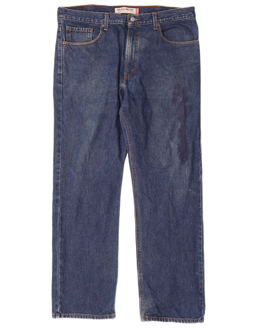 LEVI'S Mens 505 Regular Fit Straight Jeans W38 L32 Blue Cotton