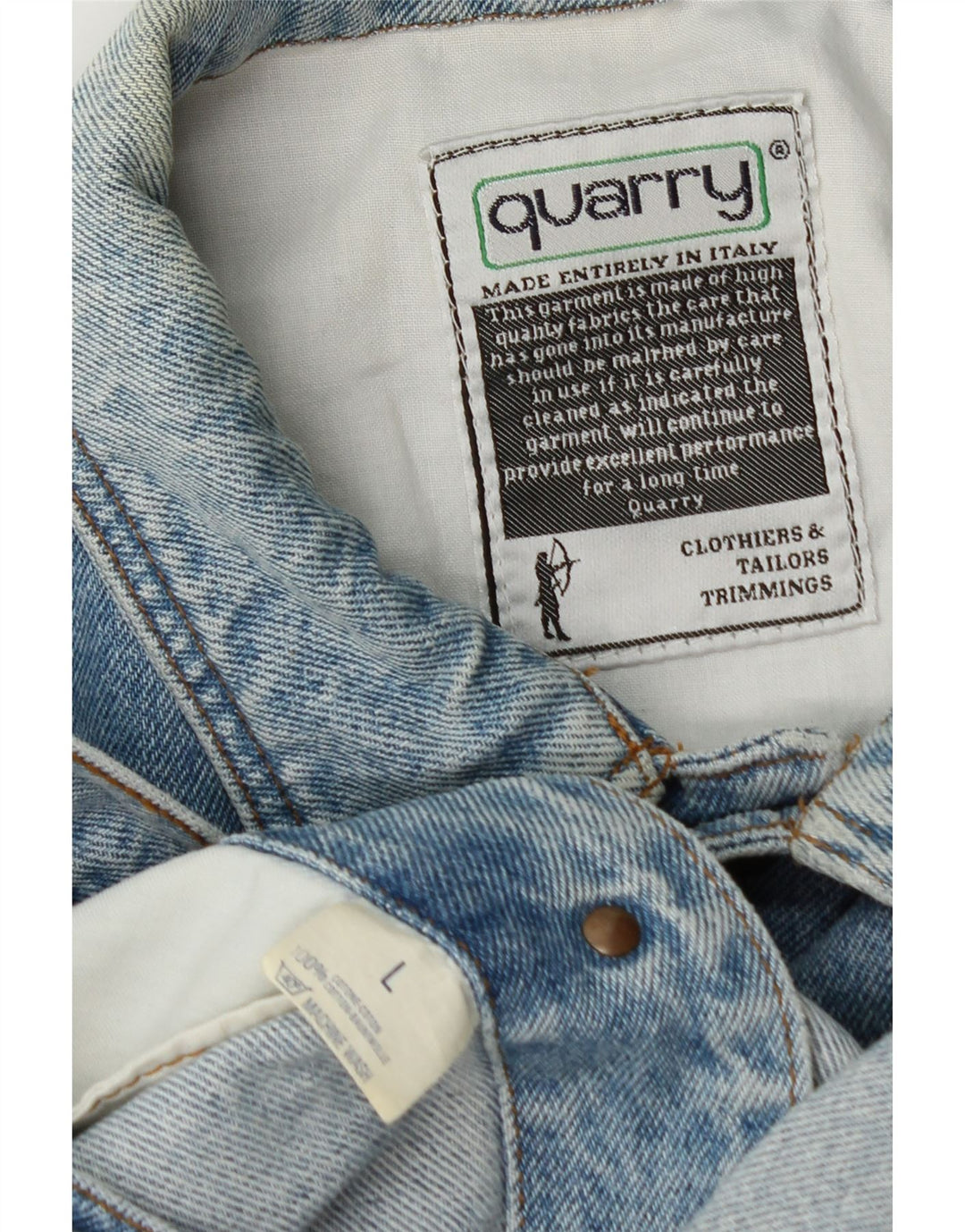 QUARRY Mens Denim Jacket UK 40 Large Blue Cotton Vintage Quarry and Second-Hand Quarry from Messina Hembry 