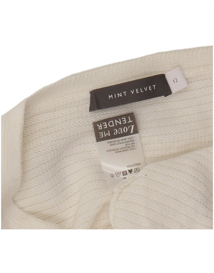 MINT VELVET Dame 3/4 ærmet åben cardigan sweater UK 12 Medium White