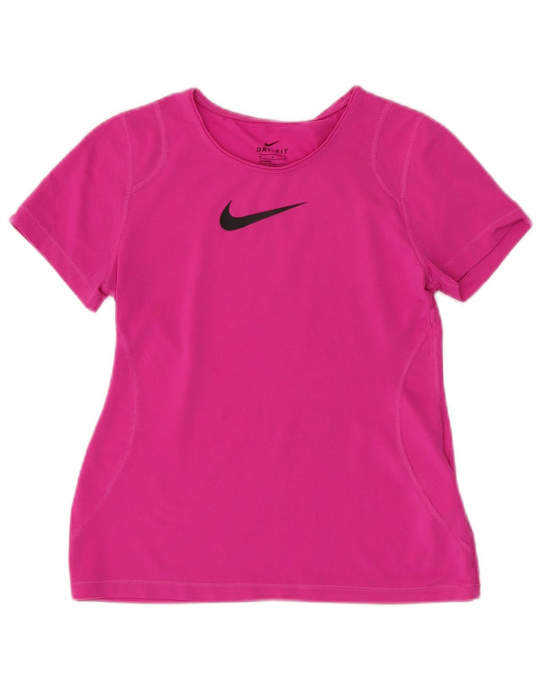 Nike piger Dri Fit grafisk T-shirt top 10-11 år Medium Pink Polyester