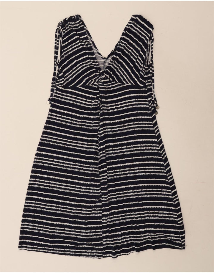 Marks & Spencer Dame A-Line Kjole UK 10 Small Navy Blue Stribet