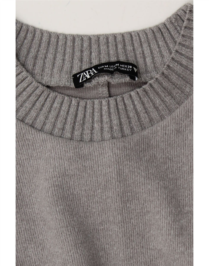 ZARA Womens Crew Neck Jumper Sweater UK 14 Medium Grey Vintage Zara and Second-Hand Zara from Messina Hembry 