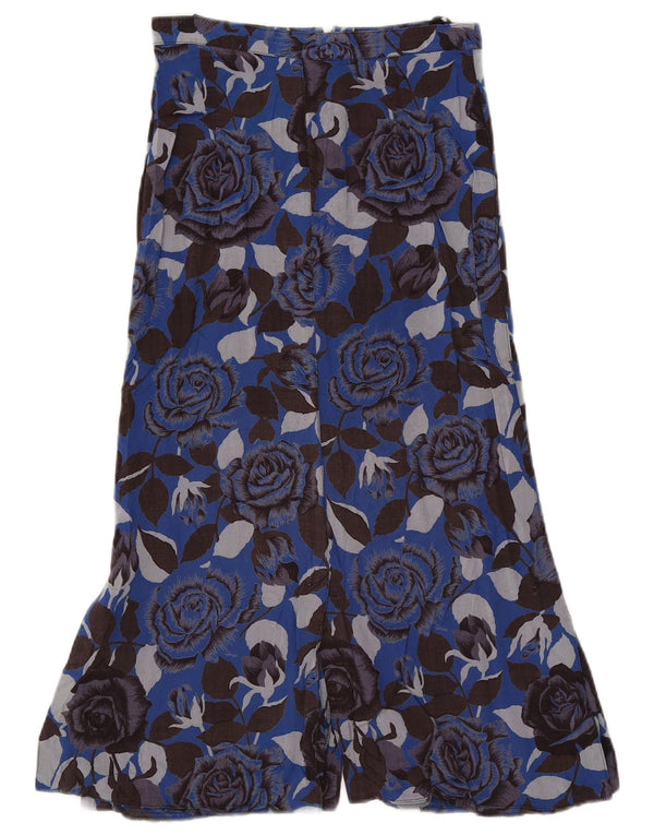 Vintage Dame Midi Nederdel UK 10 Small W26 Blue Floral