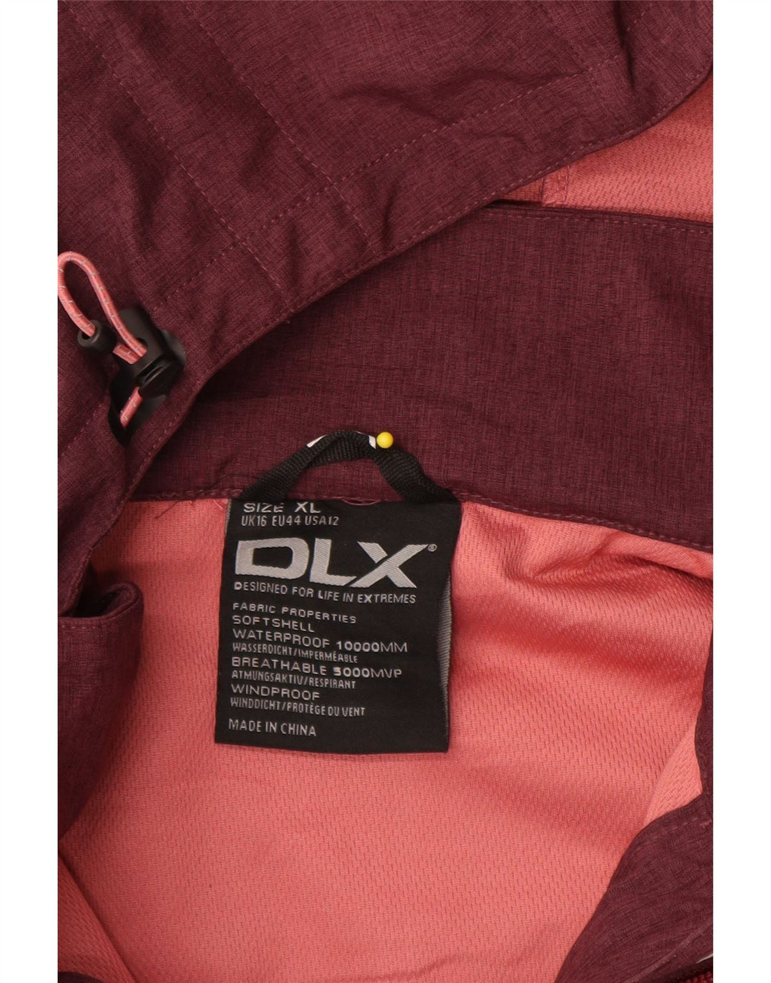 Vintage vindjakkejakke med hætte til kvinder UK 16 Large Burgundy Polyester