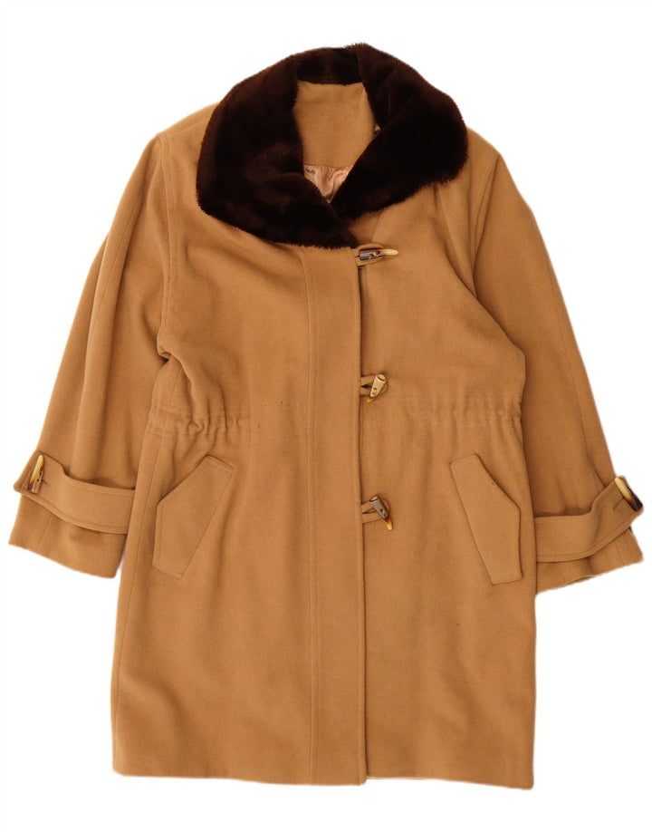 VINTAGE Dame Duffle Coat UK 14 Medium Beige Uld