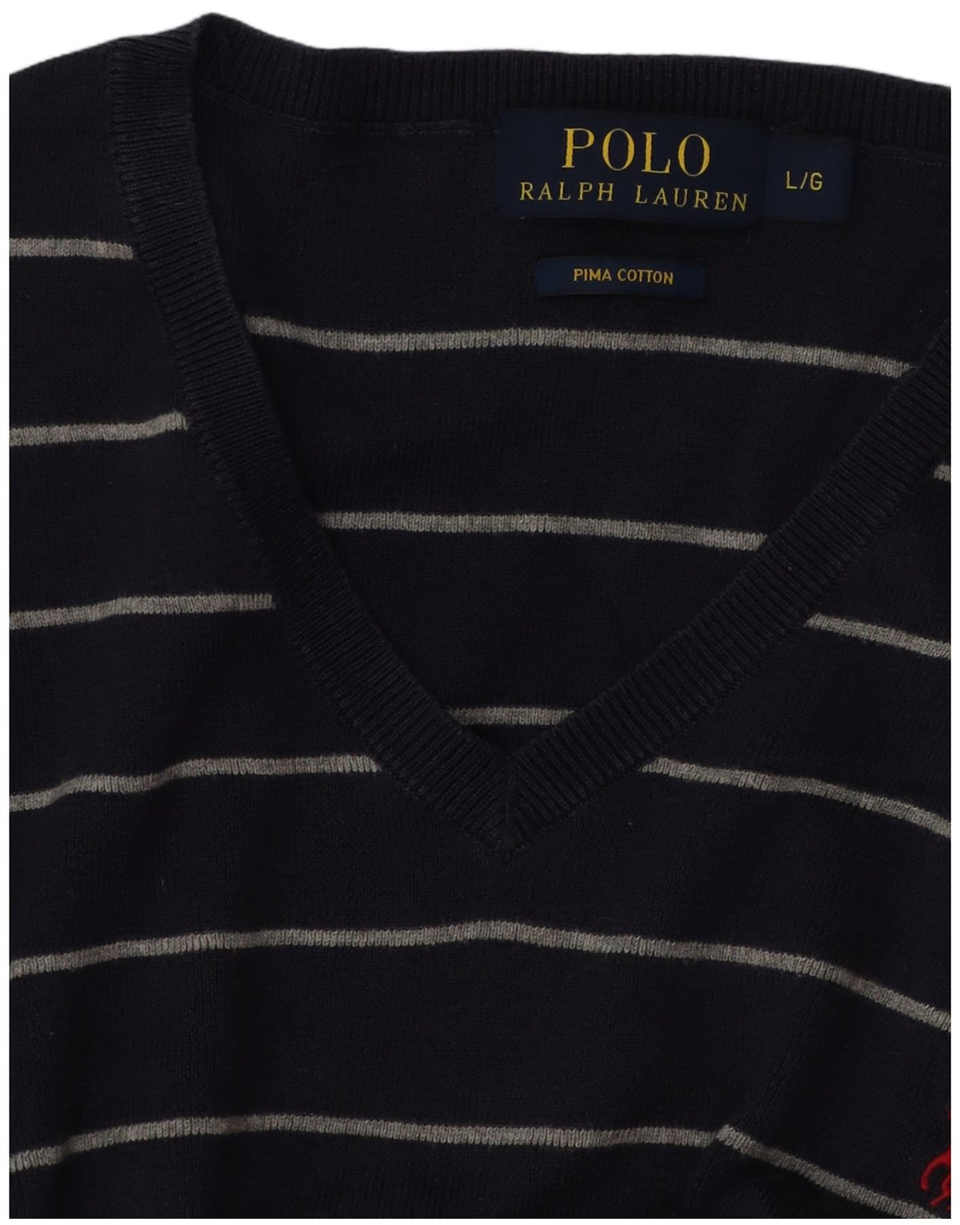 POLO RALPH LAUREN Herre V-hals sweater Stor marineblå stribet