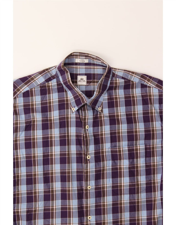 PETER MILLAR Mens Shirt Large Purple Check Cotton Vintage Peter Millar and Second-Hand Peter Millar from Messina Hembry 
