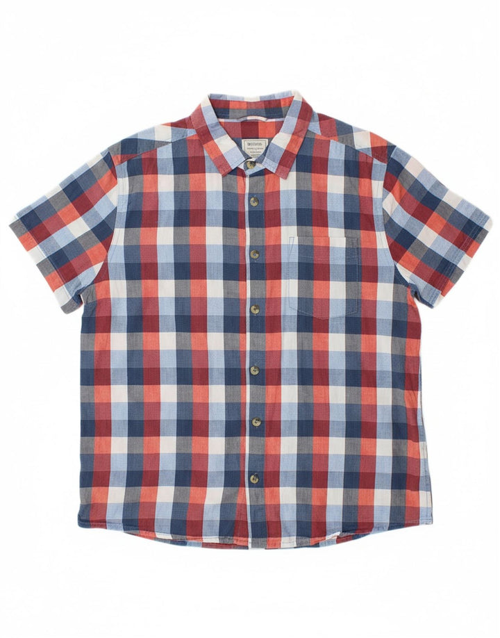 MOUNTAIN WAREHOUSE Mens Short Sleeve Shirt XL Red Check Cotton