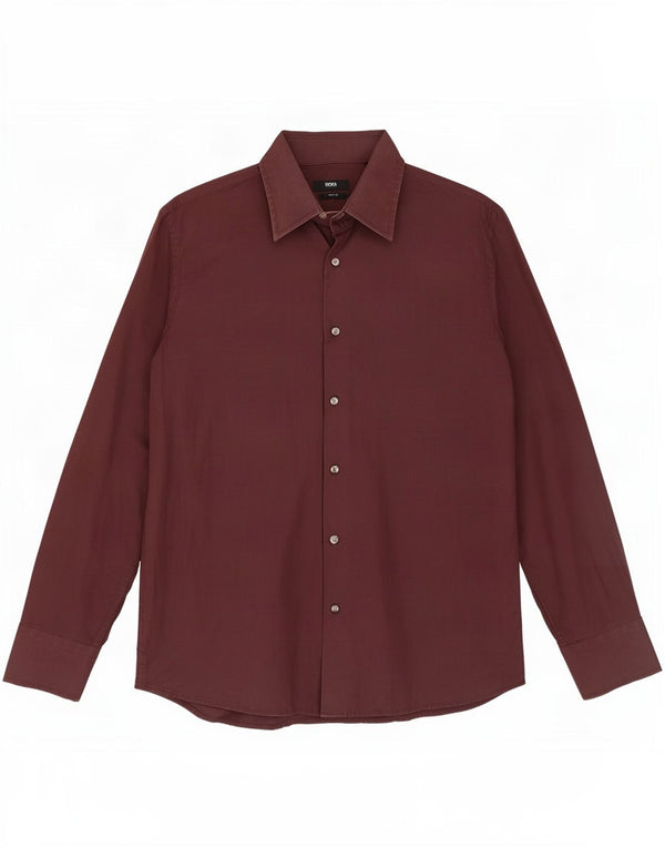 Hugo Boss Herreskjorte str. 42 16 1/2 Large Burgundy Cotton Classic