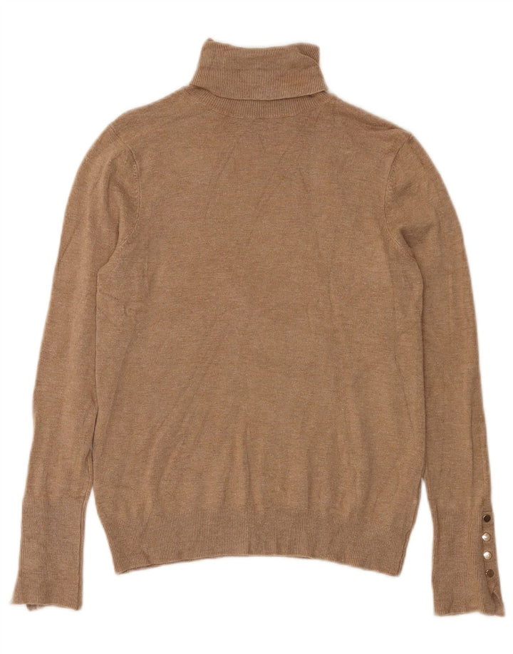 Zara Dame Roll Neck Jumper Sweater UK 12 Medium Beige Viscose