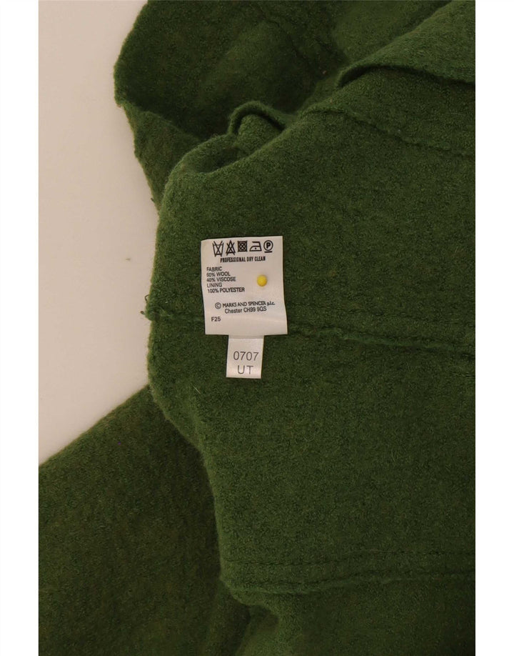 Marks & Spencer Dame 2 Button Blazer Jacket UK 10 Small Green Wool