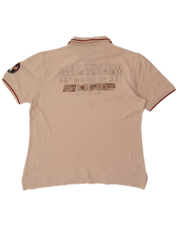 Napapijri Herre grafisk poloshirt XL Beige stribet