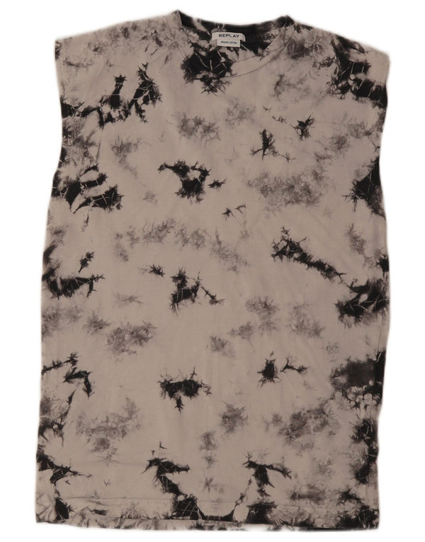 Replay Herre Tie Dye Regular Fit Vest Top XS Grå Tie Dye Bomuld
