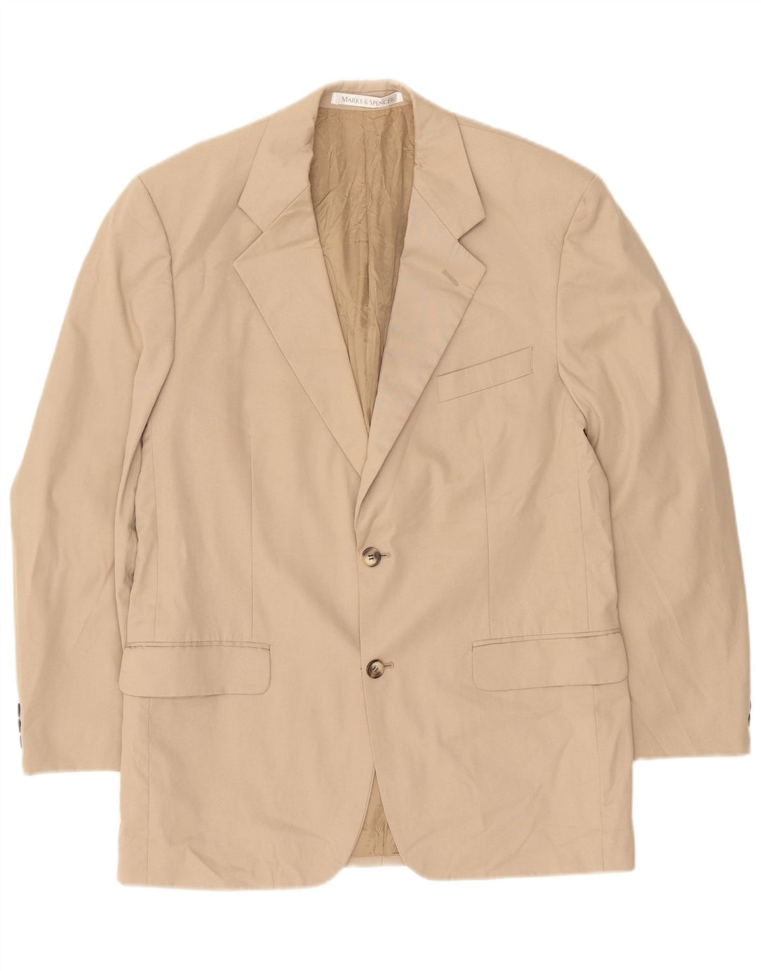 Marks & Spencer Herre 2-knaps blazerjakke UK 40 Medium Beige Bomuld