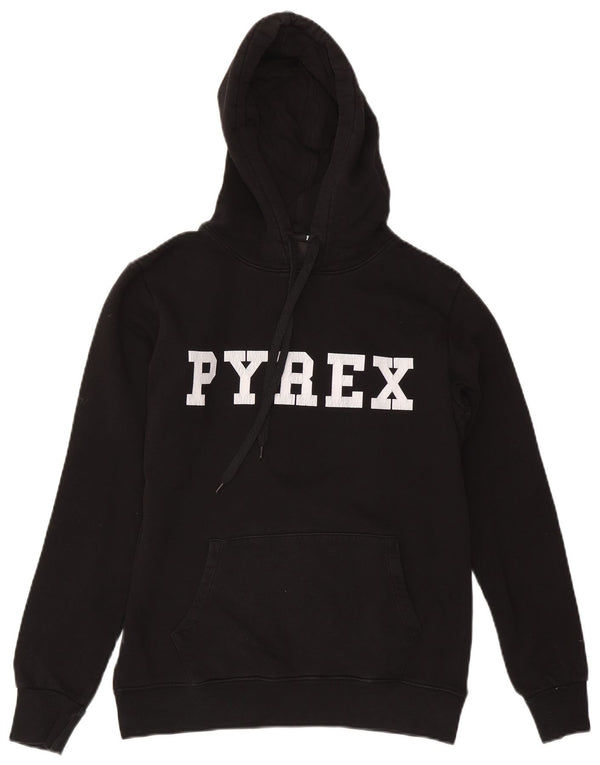 Pyrex grafisk hættetrøje til mænd, lille sort bomuld