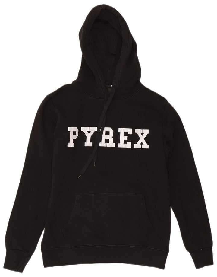 Pyrex grafisk hættetrøje til mænd, lille sort bomuld