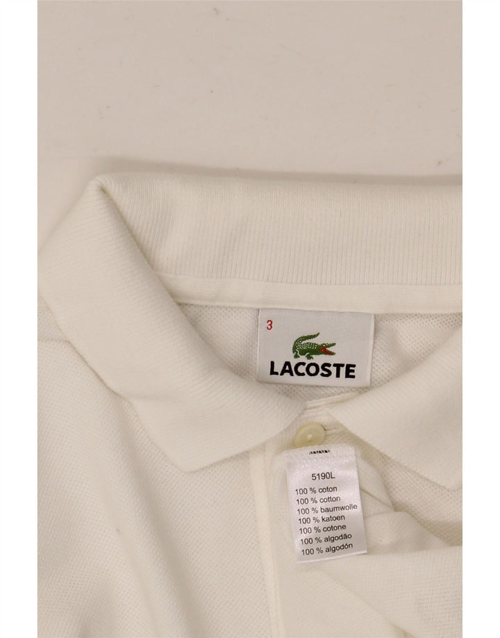 LACOSTE Langærmet herre poloshirt størrelse 3 Lille hvid bomuld