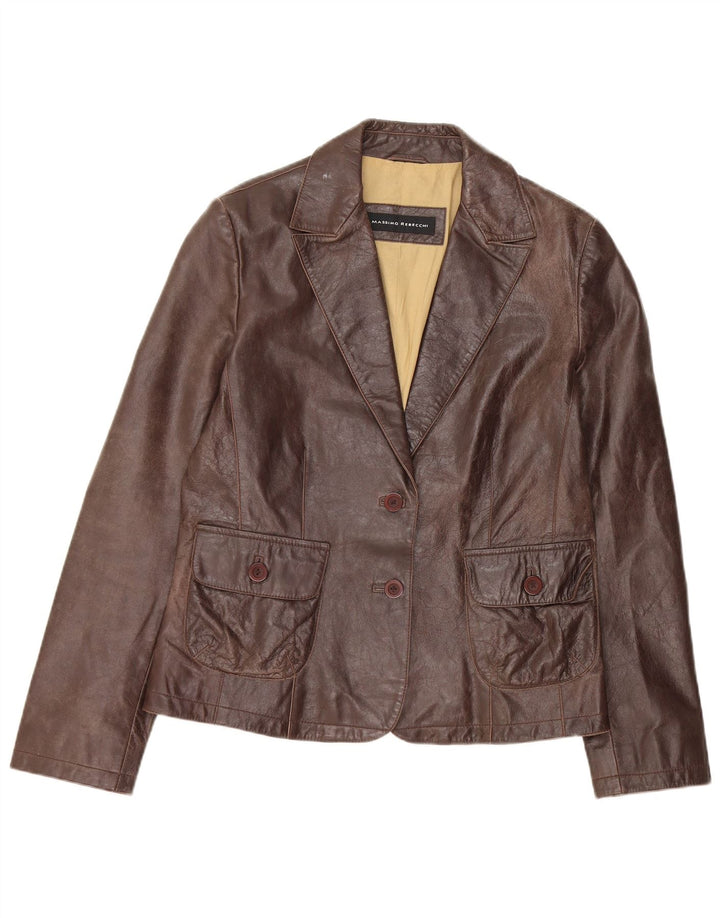 Massimo Rebecchi Dame 2 Knaps Blazer Jakke IT 46 Stor Brun