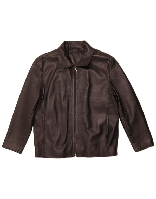 MADDOX Dame Læderjakke UK 22 3XL Sort Læder