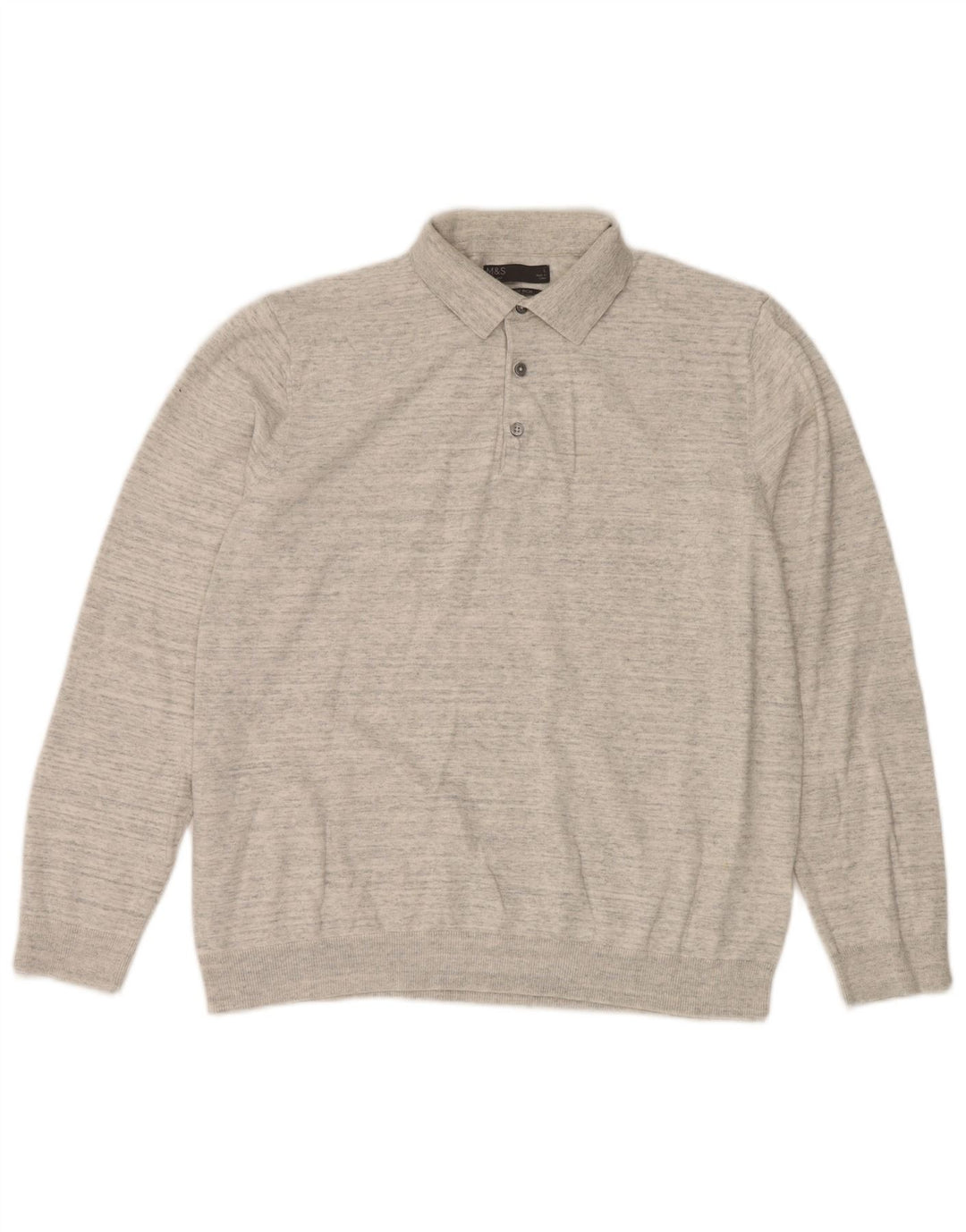 Marks & Spencer Herre Polo Neck trøje Sweater Large Grå Flecked Bomuld