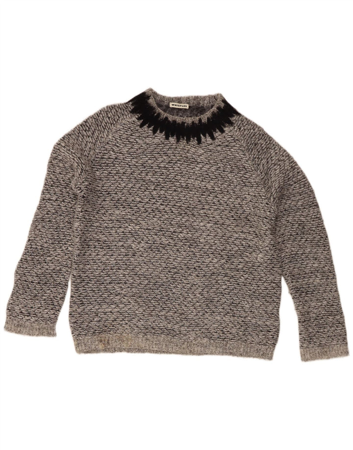 Whistles Dame Crew Neck Jumper Sweater UK 16 Large Grey Flecked Polyester