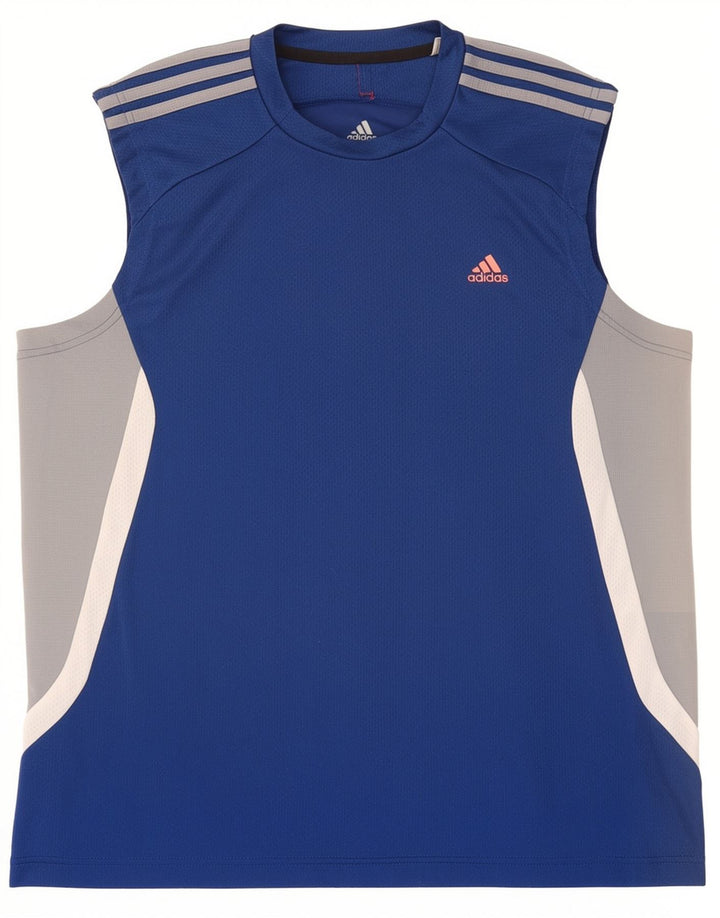 Adidas Herre Climacool Vest Top Medium Blue Colourblock Polyester
