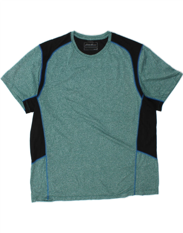 EDDIE BAUER Mens T-Shirt Top Large Blue Colourblock Polyester Vintage Eddie Bauer and Second-Hand Eddie Bauer from Messina Hembry 