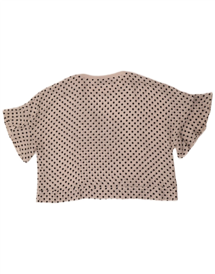 Zara Oversized Bluse Top UK 6 XS Hvid Polka Dot Polyester