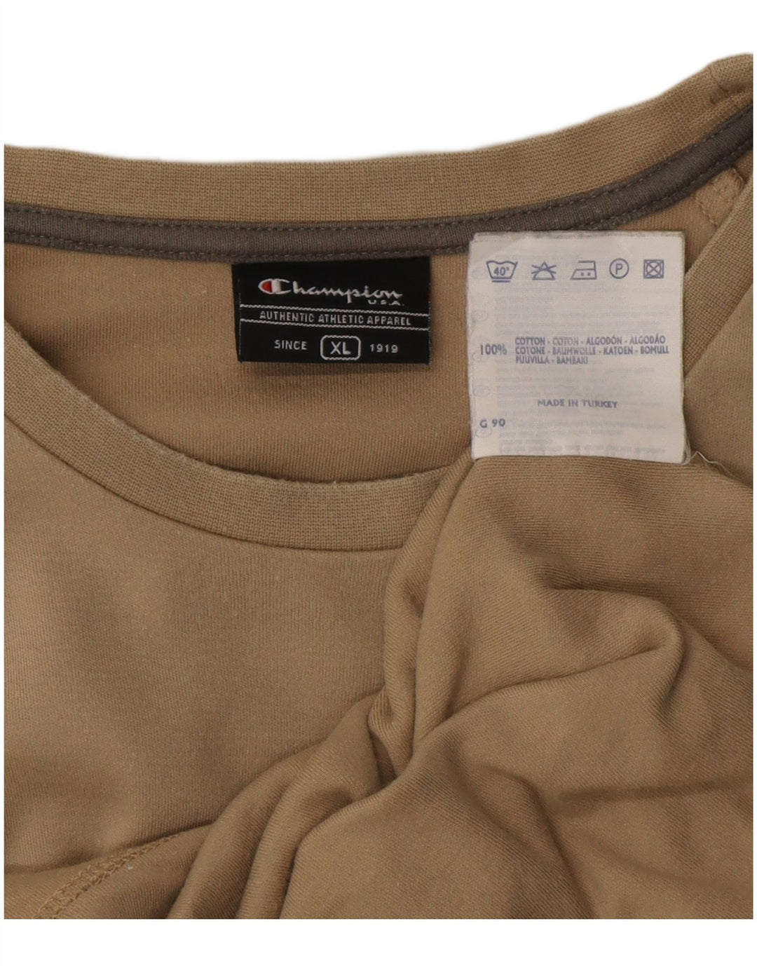 Champion Herre T-Shirt Top XL Beige Bomuld