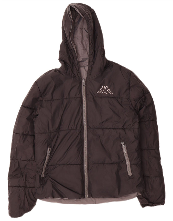 Kappa Dame Hætte Vendbar Polstret Jakke UK 14 Medium Grey Nylon