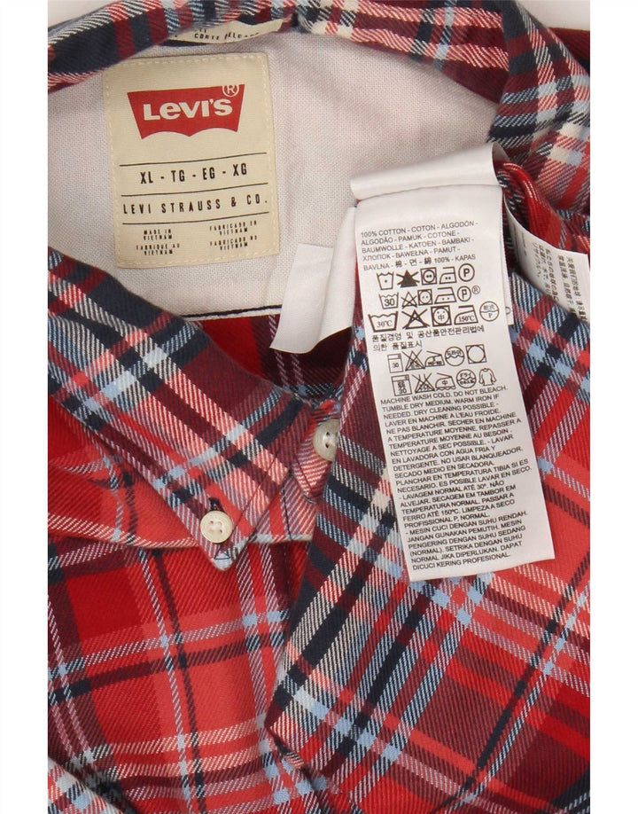 Levi's Herre Slim Fit Flanellskjorte XL Rød Plaid Bomuld