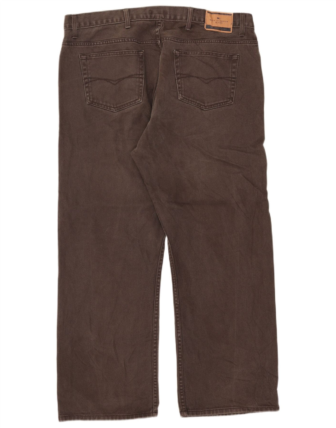 Marks & Spencer Herre Blue Harbor Straight Jeans W42 L29 Brun Bomuld