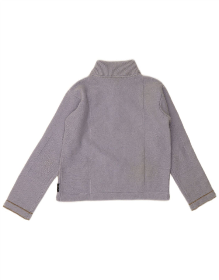 Armani Jeans Dame Crop Zip Neck Jumper Sweater IT 42 Medium Blue Wool