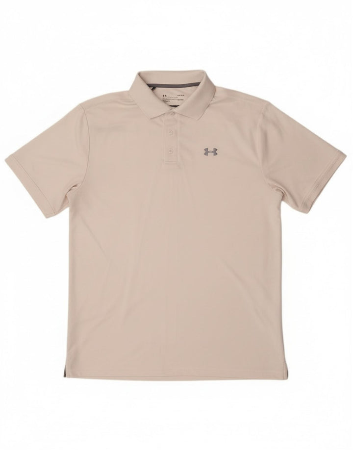 Under Armour Herre Heat Gear Polo Shirt Large White Polyester