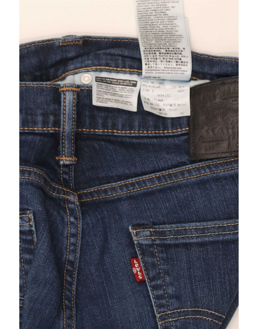 Levi's Herre 511 Slim Jeans W34 L32 Marineblå Bomuld