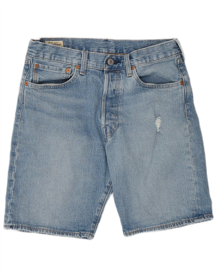 LEVI'S Herre 501 Distressed Denim Shorts W31 Medium Blue Cotton