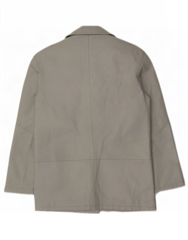 Sinequanone Dame Oversized Læder Utility Jacket UK 10 Small Grey