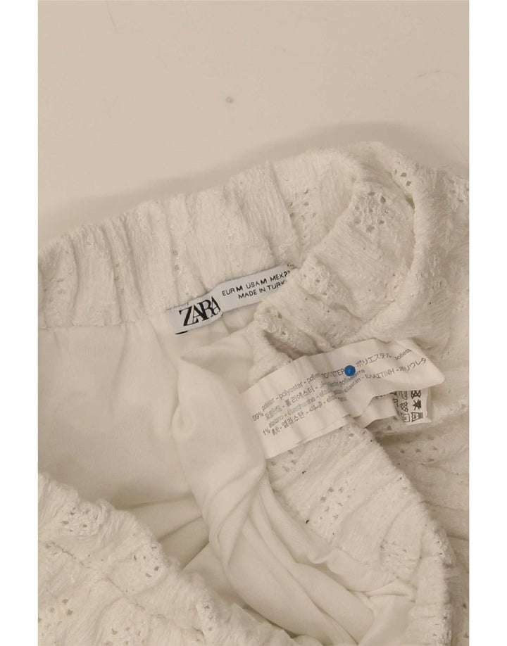 Zara Casual Shorts til kvinder Medium W28 Hvid polyester