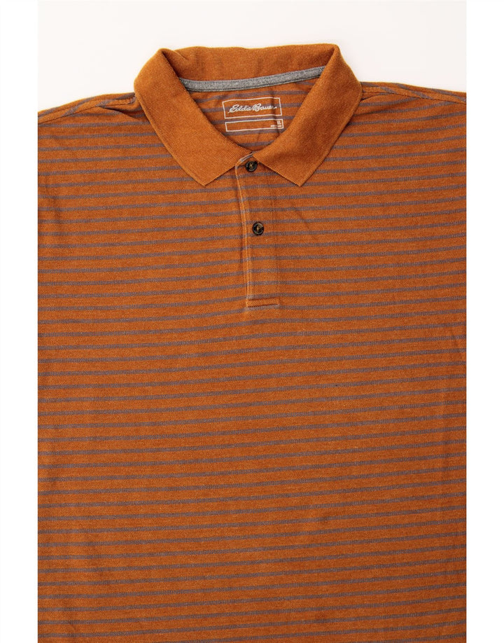EDDIE BAUER Mens Polo Shirt XL Orange Striped Cotton Vintage Eddie Bauer and Second-Hand Eddie Bauer from Messina Hembry 