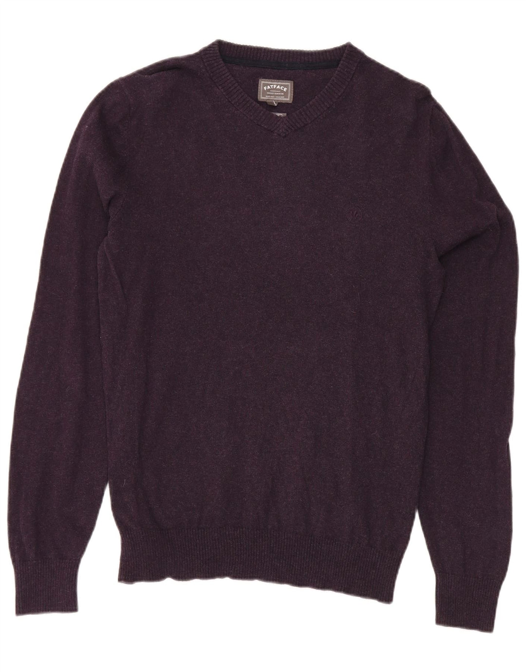 FAT FACE Mens V-Neck Jumper Sweater Medium Purple Cotton