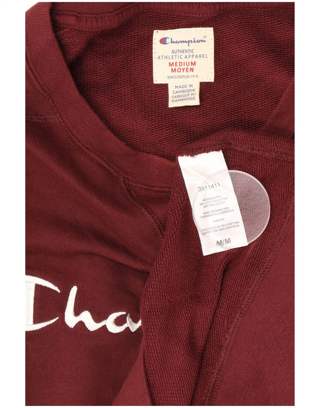 Champion Herre grafisk sweatshirt Jumper Medium Bourgogne bomuld