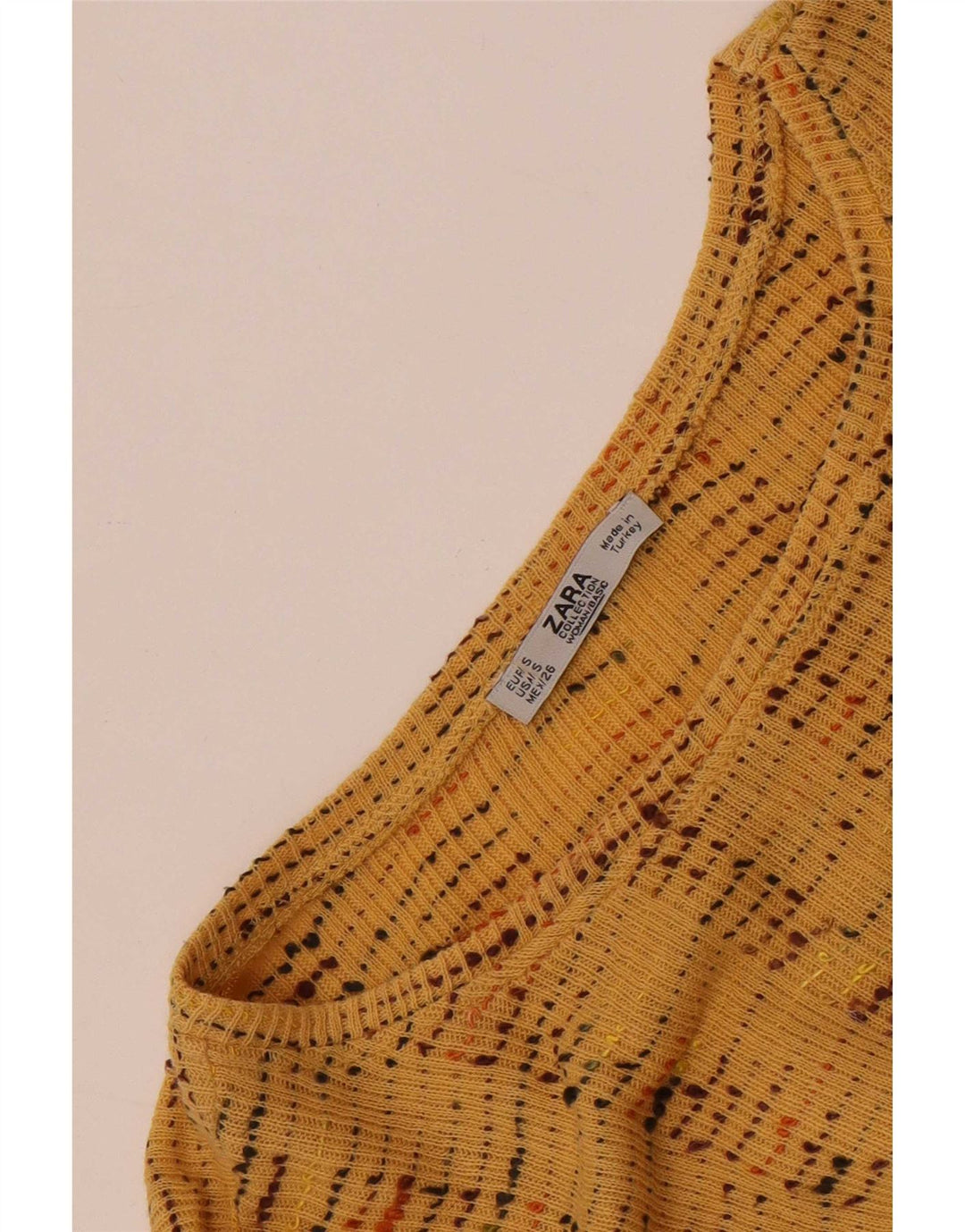 Zara Womens Crop Bluse Top UK 10 Small Beige Striped