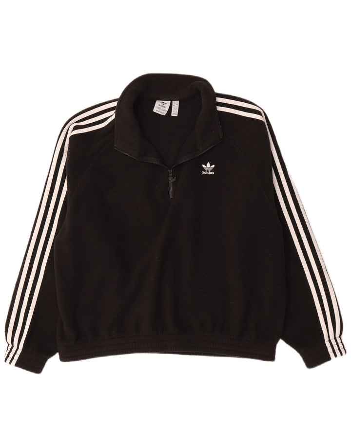 Adidas Dame Lynlås Oversized Fleece Jumper UK 12 Medium Sort Polyester
