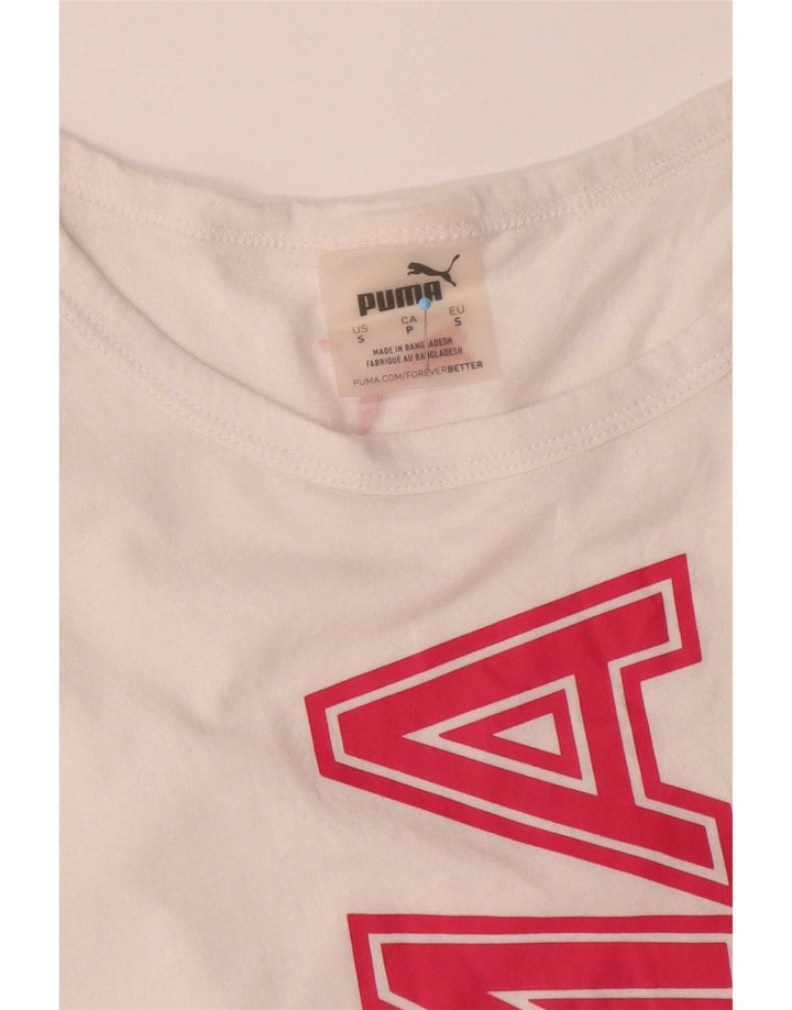Puma Kvinder Oversized grafisk Vest Top UK 10 Small White Bomuld