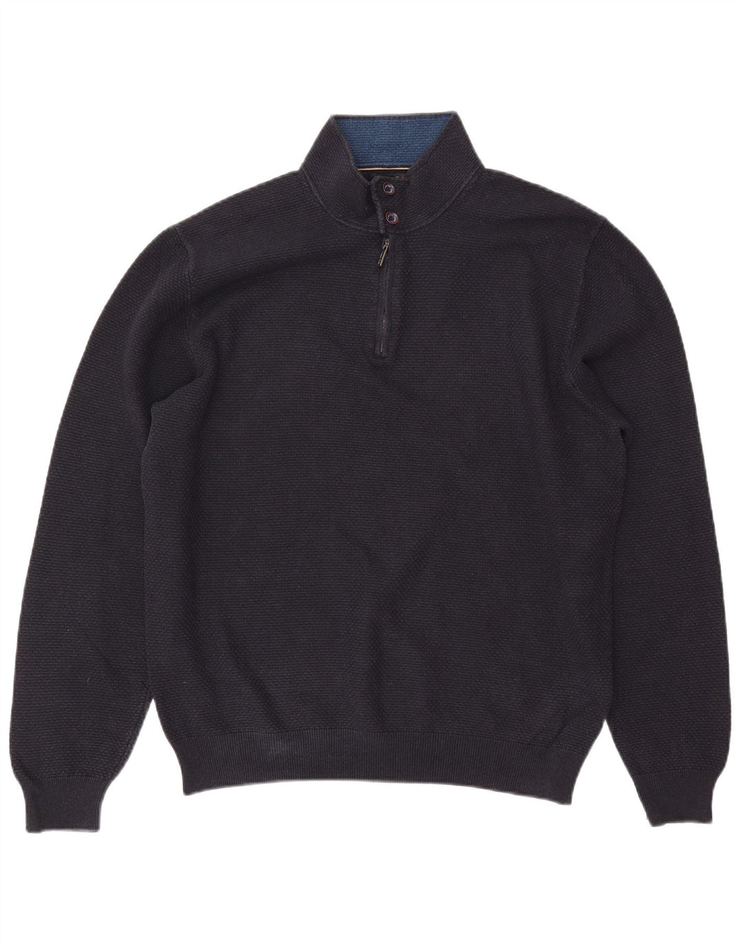 MASSIMO DUTTI Herre lynlås-hals sweater 2XL marineblå bomuld