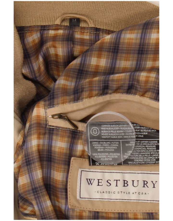WESTBURY Herre Læderjakke UK 38 Medium Beige Læder
