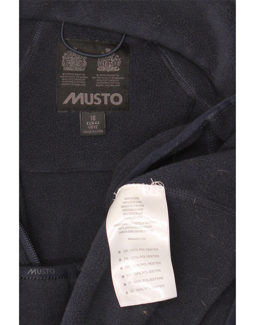 Musto Dame Fleecejakke UK 16 Large Navy Blue Polyester