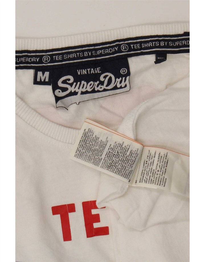 Superdry Grafisk T-shirt til mænd, medium hvid bomuld