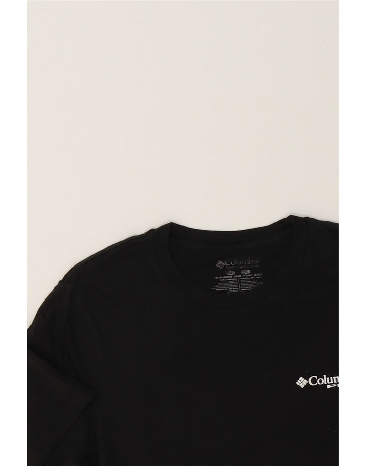 COLUMBIA Mens Graphic T-Shirt Top Small Black Cotton Vintage Columbia and Second-Hand Columbia from Messina Hembry 