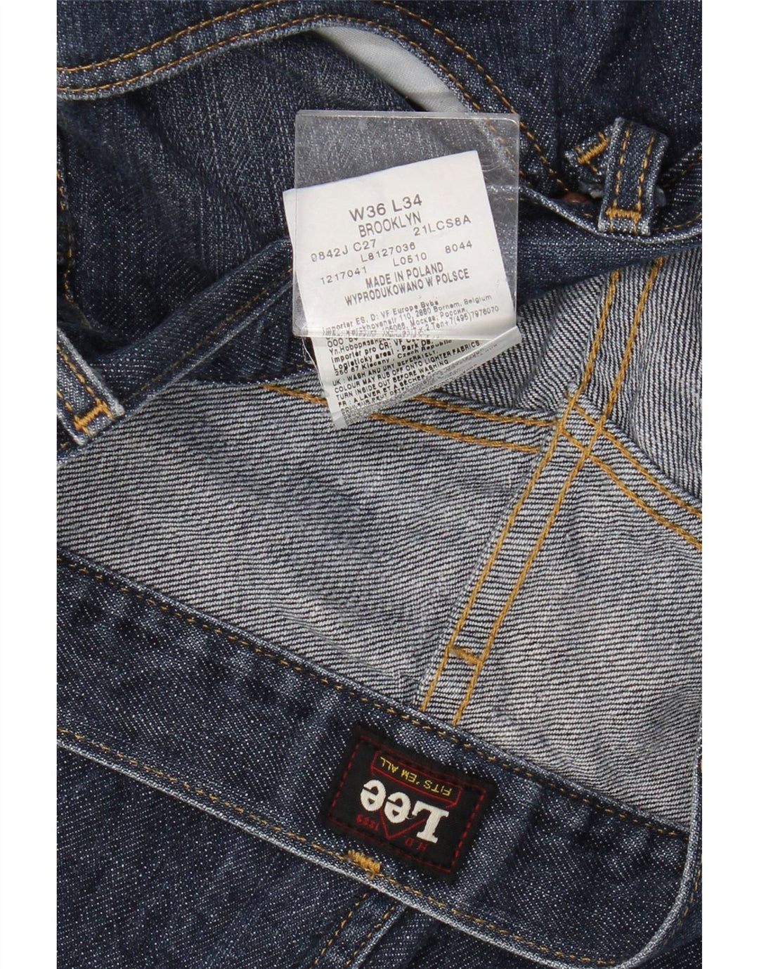 Lee Mens Brooklyn Straight Jeans W36 L28 Marineblå Bomuld